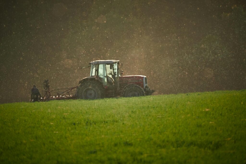 a tractor in the field