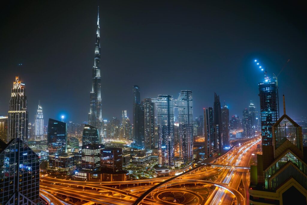 dubai skyline at night